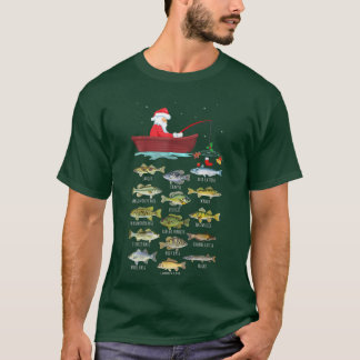 Camiseta Merry Fishmas Divertido pescando luces de árbol de