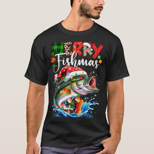Camiseta Merry Fishmas Fish Fishing Merry Xmas Christmas Me (Anverso)
