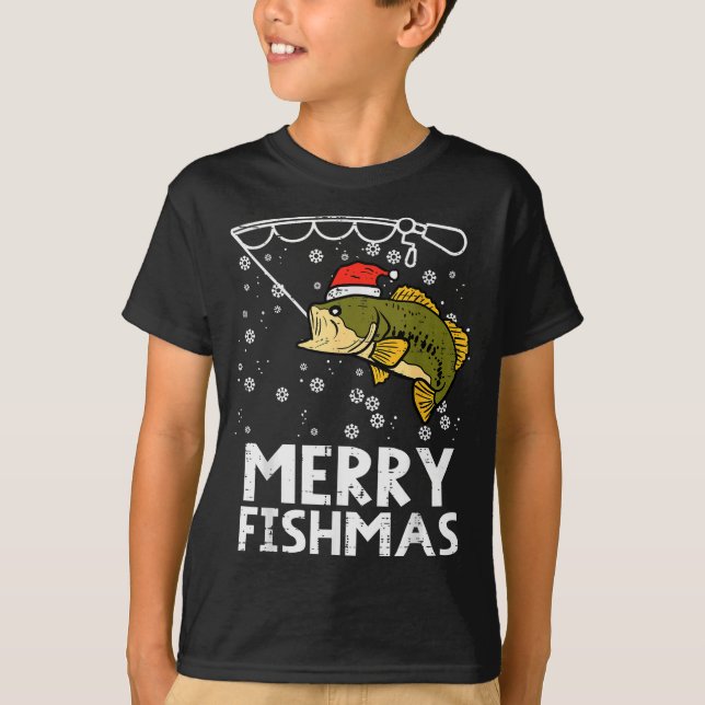 Camiseta Merry Fishmas Fish Fishing Xmas Christmas Dad Men  (Anverso)