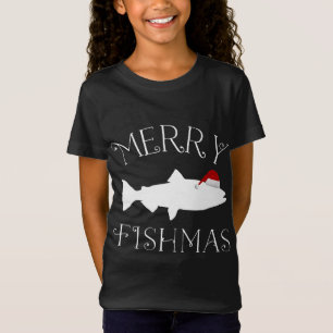 Camiseta Merry Fishmas Fish Santa Hat Navidades