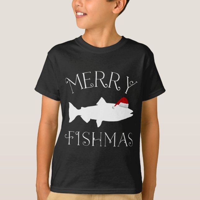 Camiseta Merry Fishmas Fish Santa Hat Navidades (Anverso)