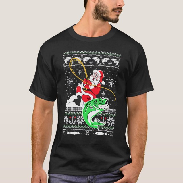 Camiseta Merry Fishmas Fisherman Santa Ugly Christmas Costu (Anverso)