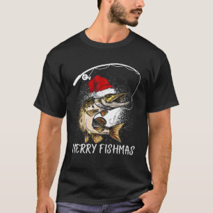 Camiseta Merry Fishmas Graciosa Pesca de Pike, Cristo pesca