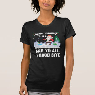 Camiseta Merry Fishmas Graciosa Pesca Pescador Navidad