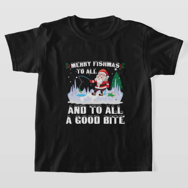 Camiseta Merry Fishmas Graciosa Pesca Pescador Navidad (Distribución)