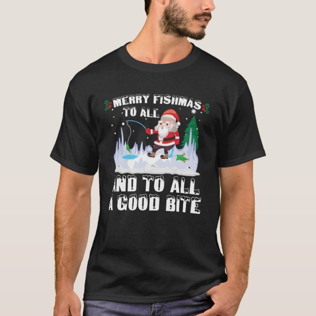 Camiseta Merry Fishmas Graciosa Pesca Pescador Navidad (Anverso)