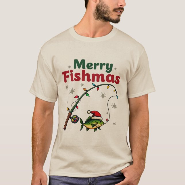 Camiseta Merry Fishmas - Navidades de peces divertidos que  (Anverso)