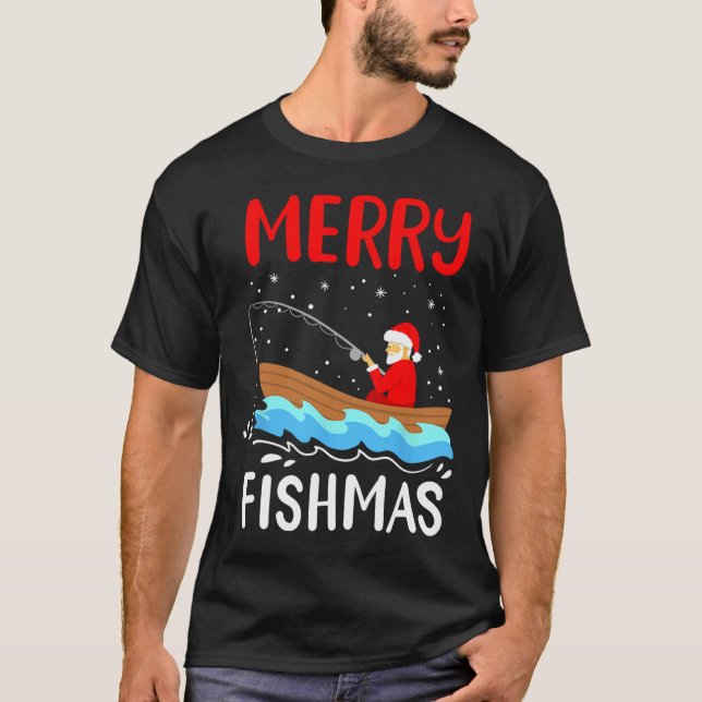 Camiseta Merry Fishmas Navidades graciosos (Anverso)