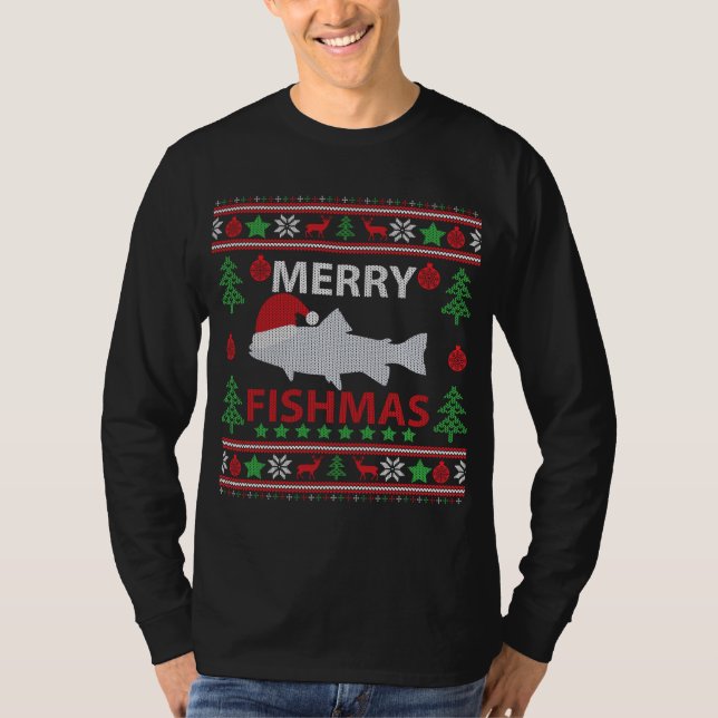 Camiseta Merry Fishmas Pesca Navidades feos Sudadera (Anverso)