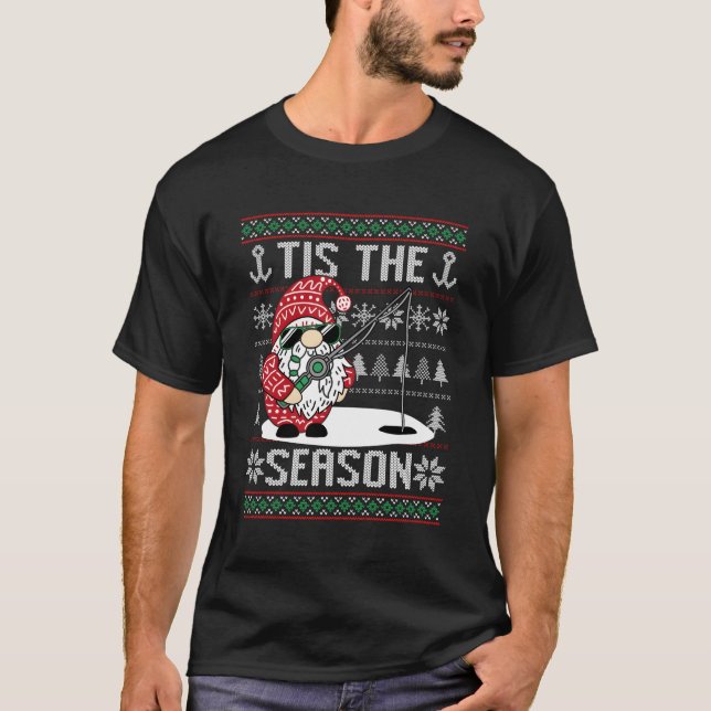 Camiseta Merry Fishmas Pescador Gnome Santa Fisher (Anverso)
