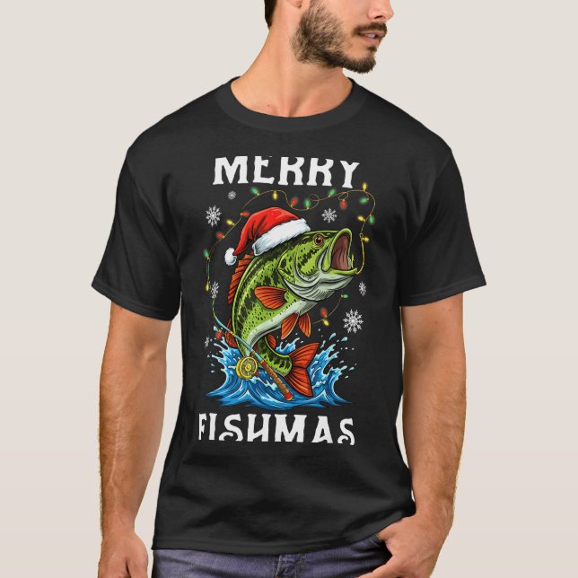 Camiseta Merry Fishmas Santa Fishing Lovers Funny Fisherman (Anverso)