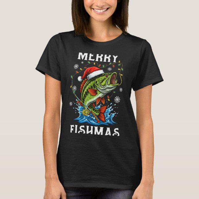 Camiseta Merry Fishmas Santa Fishing Lovers Funny Fisherman (Anverso)