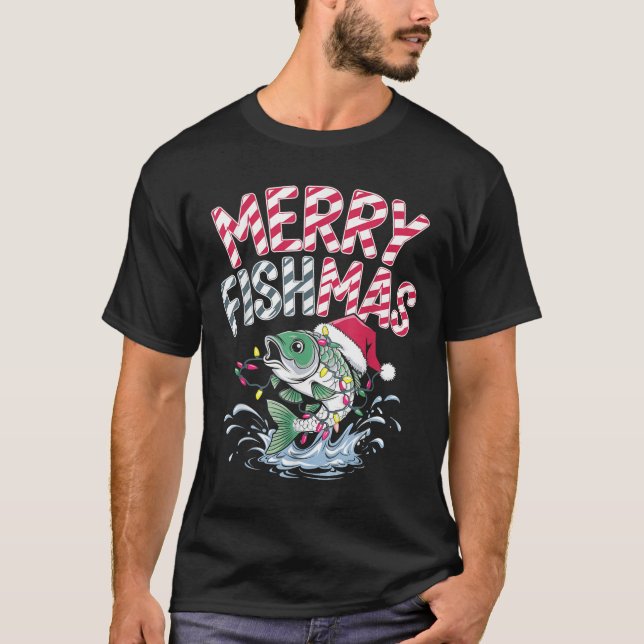 Camiseta Merry Fishmas Santa Fishing Lovers Funny Fisherman (Anverso)