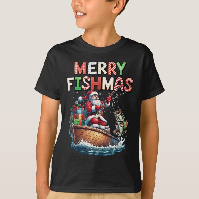 Camiseta Merry Fishmas Santa Fishing Lovers Funny Fisherman (Anverso)