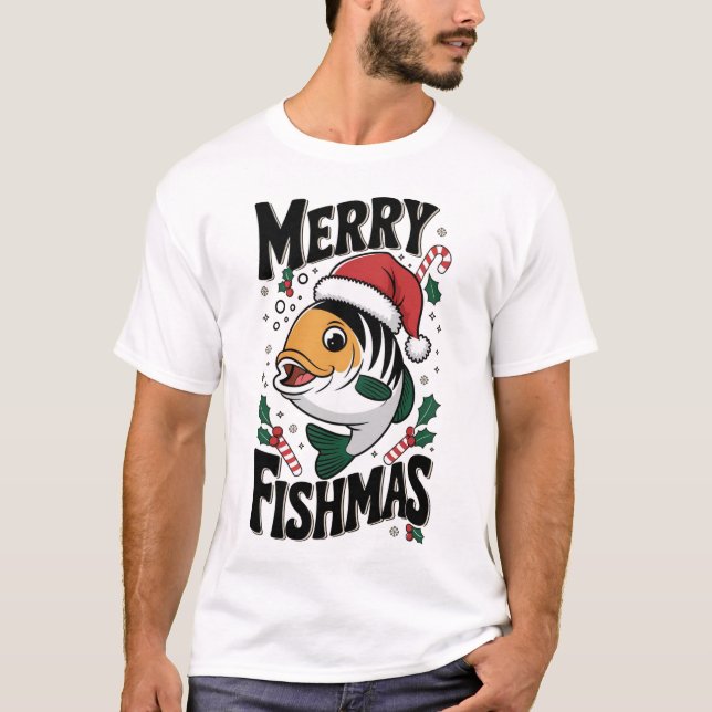 Camiseta "Merry Fishmas T-Shirt - Navidades divertidos pesc (Anverso)