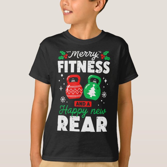 Camiseta Merry Fitmas And A Happy New Rear Christmas Fitnes (Anverso)