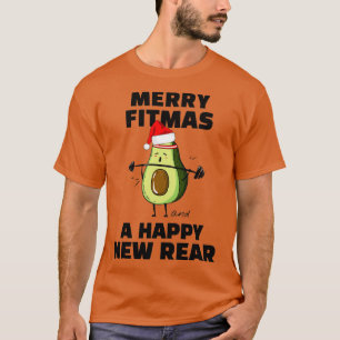 Camiseta Merry Fitmas Y Un Feliz Nuevo Papá Noel Trasero Av