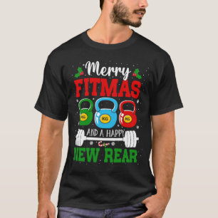 Camiseta Merry Fitmas y una feliz nueva Navidad de entrenam
