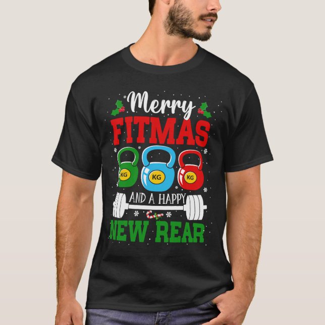 Camiseta Merry Fitmas y una feliz nueva Navidad de entrenam (Anverso)