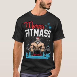 Camiseta Merry FitMass Funny Santa Bodybuilder Gym Fitness