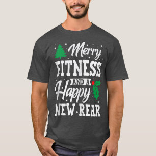 Camiseta Merry Fitness Feliz Nuevo Navidad de entrenamiento