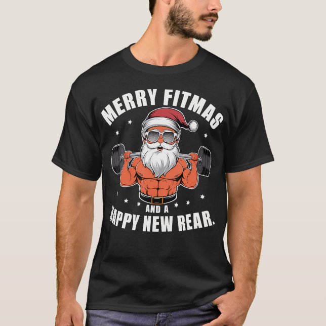 Camiseta Merry Fitness Feliz Nuevo Navidad Trasero Apto (Anverso)