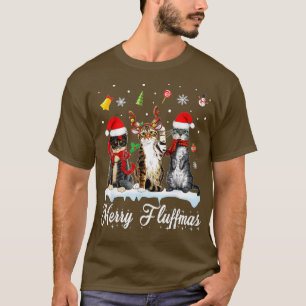 Camiseta Merry Fluffmas tres gatos Navidades Cat Lover
