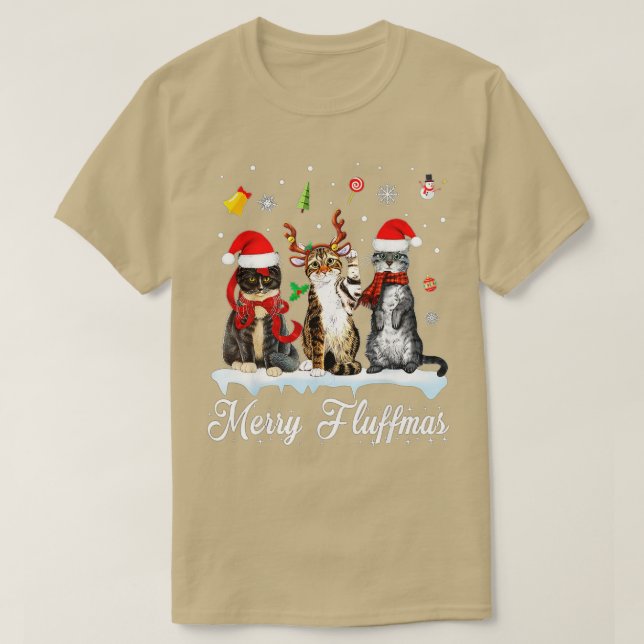 Camiseta Merry Fluffmas tres gatos Navidades Cat Lover - gi (Diseño del anverso)