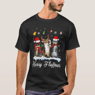 Camiseta Merry Fluffmas Tres Gatos Navidades Gato Lover