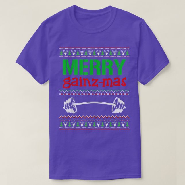 Camiseta Merry Gainzmas Gym Levantador de peso Ugly Chris (Diseño del anverso)