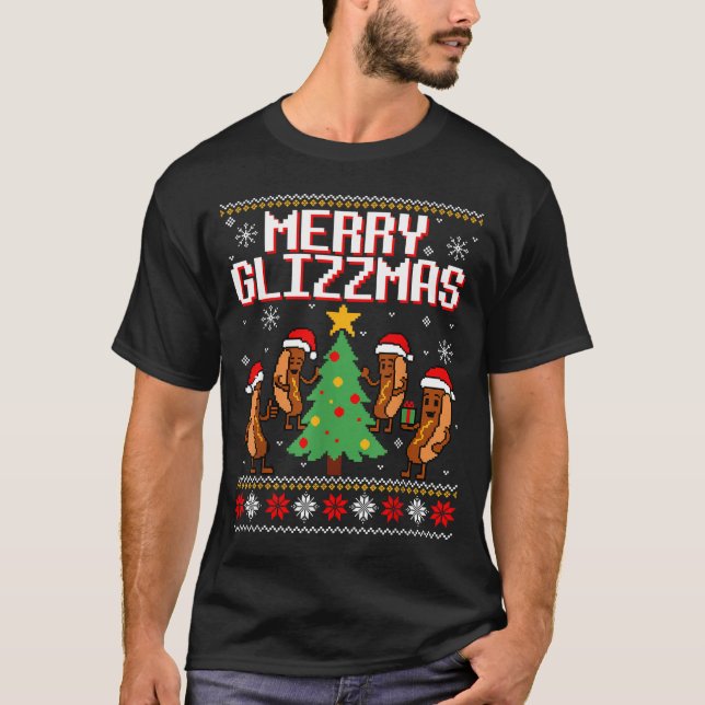 Camiseta Merry Glizzmas Funny Merry Christmas Hotdogs Xmas  (Anverso)