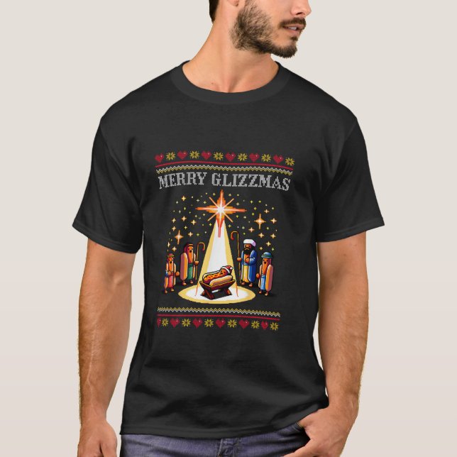 Camiseta Merry Glizzmas Tacky Gracioso Feliz Navidad Perro  (Anverso)