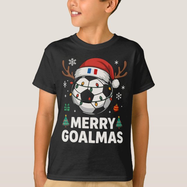 Camiseta Merry Goalmas France - Funny Soccer Christmas (Anverso)