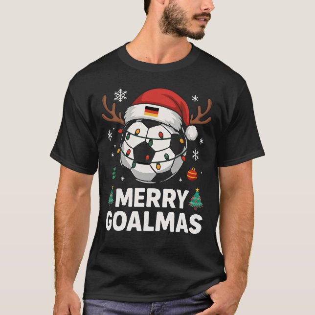 Camiseta Merry Goalmas - Funny Soccer Christmas (Anverso)