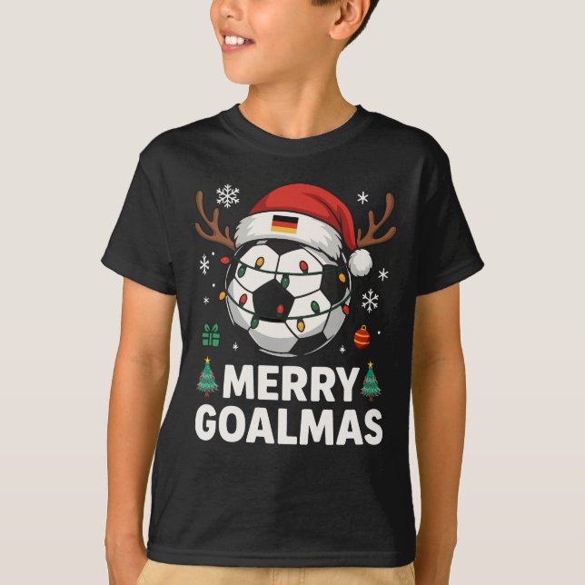 Camiseta Merry Goalmas - Funny Soccer Christmas (Anverso)