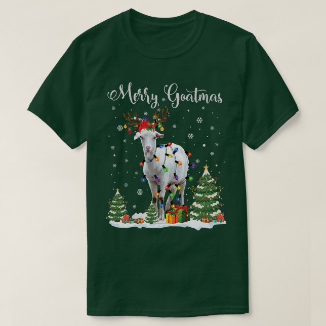 Camiseta Merry Goatmas Goat Christmas Reindeer Santa  (Diseño del anverso)