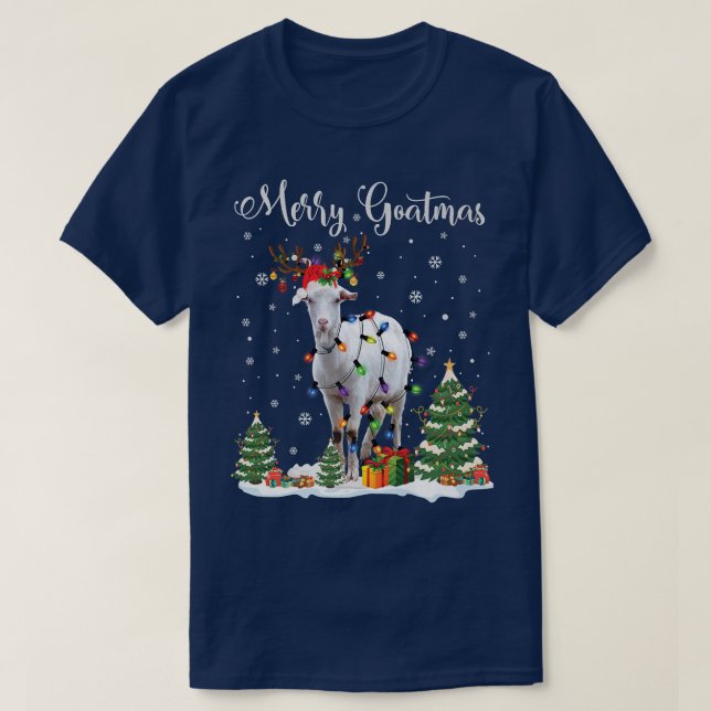 Camiseta Merry Goatmas Goat Christmas Reindeer Santa  (Diseño del anverso)