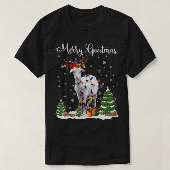 Camiseta Merry Goatmas Goat Christmas Reindeer Santa Funny  (Diseño del anverso)