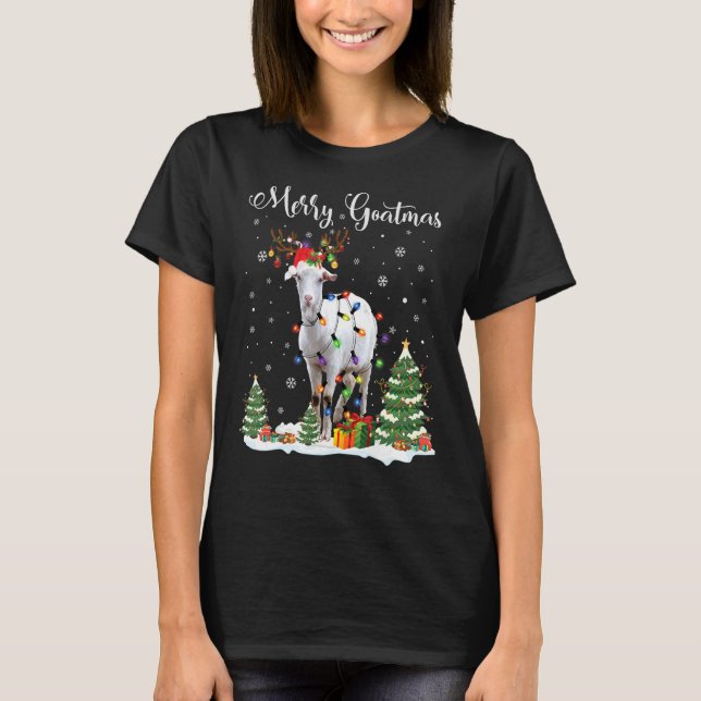 Camiseta Merry Goatmas Navidades de cabra reno Santa Funny (Anverso)