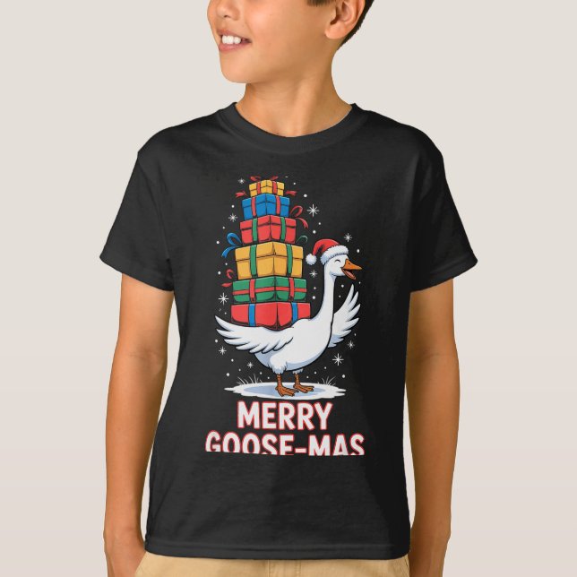 Camiseta Merry Goose-mas With Xmas Funny Christmas Goose  (Anverso)
