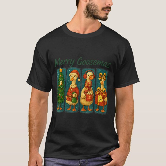 Camiseta Merry Goosemas Funny Festive Goose Brushstroke Chr (Anverso)