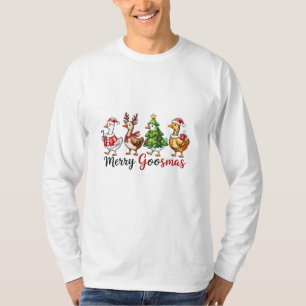 Camiseta Merry Goosemas Navidades Goose usando Santa Hat