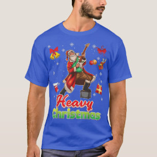 Camiseta Merry Heavy Metal Christmas Santa Electric Guitar 