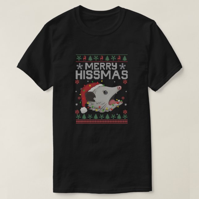 Camiseta Merry Hissmas, Funny Cat Christmas Design (Diseño del anverso)