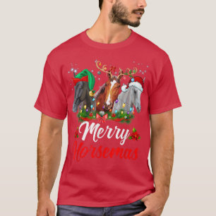 Camiseta Merry Horsemas Elf Santa Reindee Horse Lover Chris