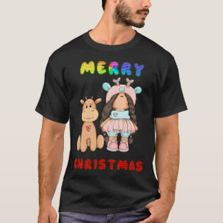 Camiseta Merry Hristmas Cute Reindeer