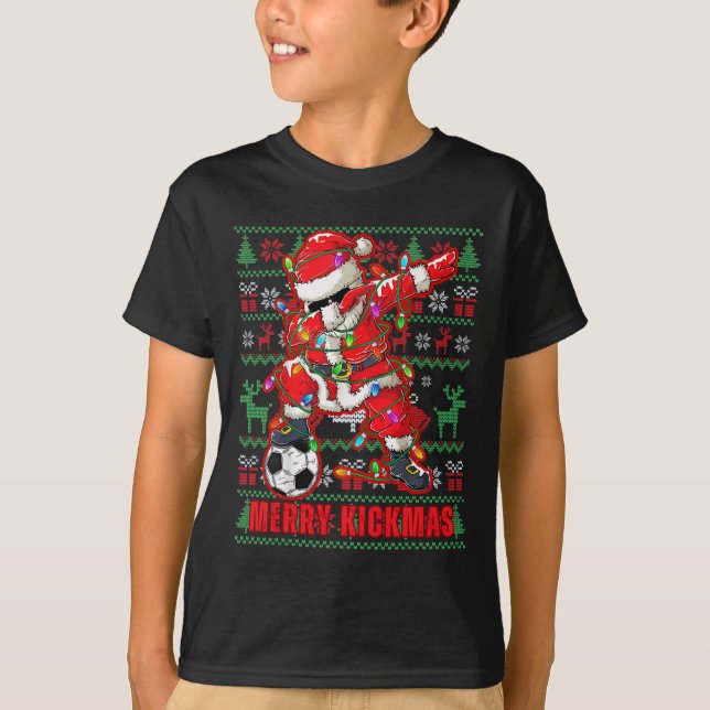 Camiseta Merry Kickmas Christmas Soccer Ball Ugly Youth Swe (Anverso)