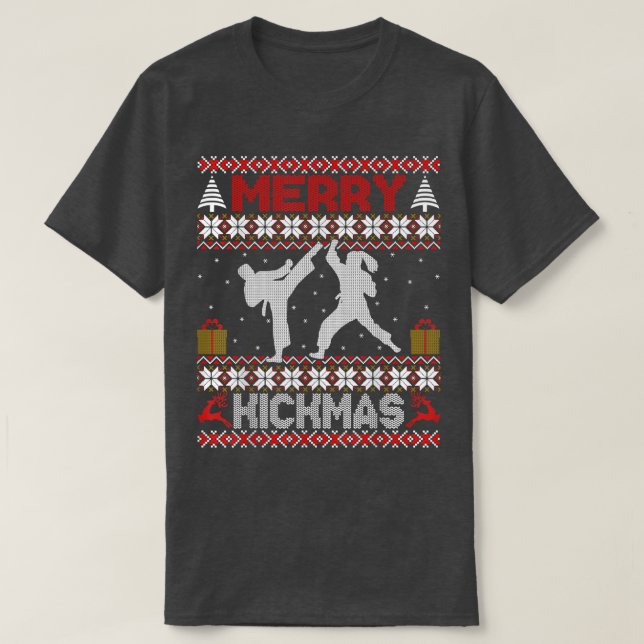 Camiseta Merry Kickmas Karate Artes Marciales Navidades feo (Diseño del anverso)