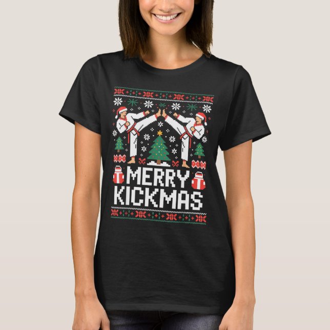 Camiseta Merry Kickmas Karate Jiu Jitsu Ugly Christmas Desi (Anverso)