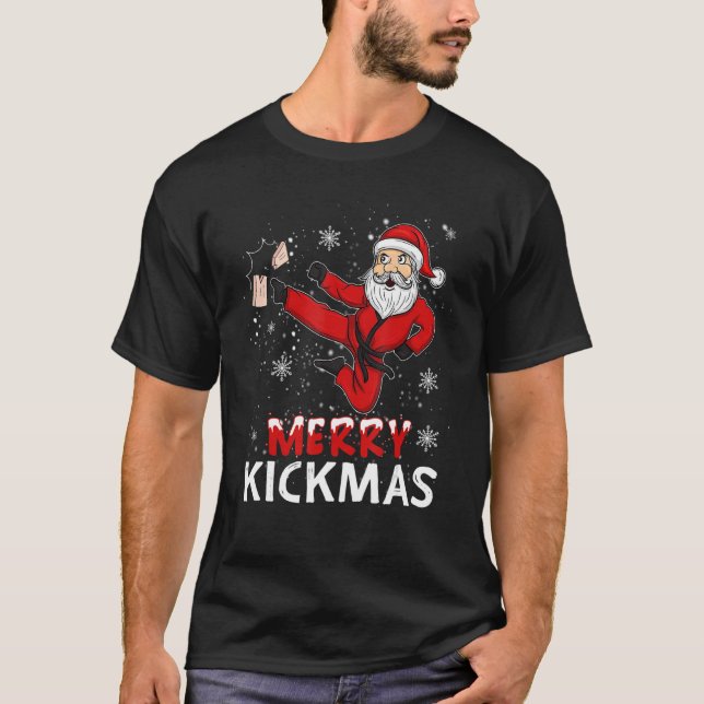 Camiseta Merry Kickmas  Karate Santa Family Matching Pajama (Anverso)